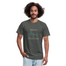 Load image into Gallery viewer, Praise Jesus (For He is Good) Unisex Jersey T-Shirt by Bella + Canvas - asphalt