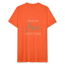 Load image into Gallery viewer, Praise Jesus (For He is Good) Unisex Jersey T-Shirt by Bella + Canvas - orange