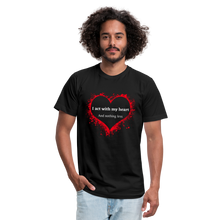 Load image into Gallery viewer, Act With Heart Unisex Jersey T-Shirt by Bella + Canvas - black