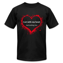 Load image into Gallery viewer, Act With Heart Unisex Jersey T-Shirt by Bella + Canvas - black