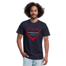 Load image into Gallery viewer, Act With Heart Unisex Jersey T-Shirt by Bella + Canvas - navy