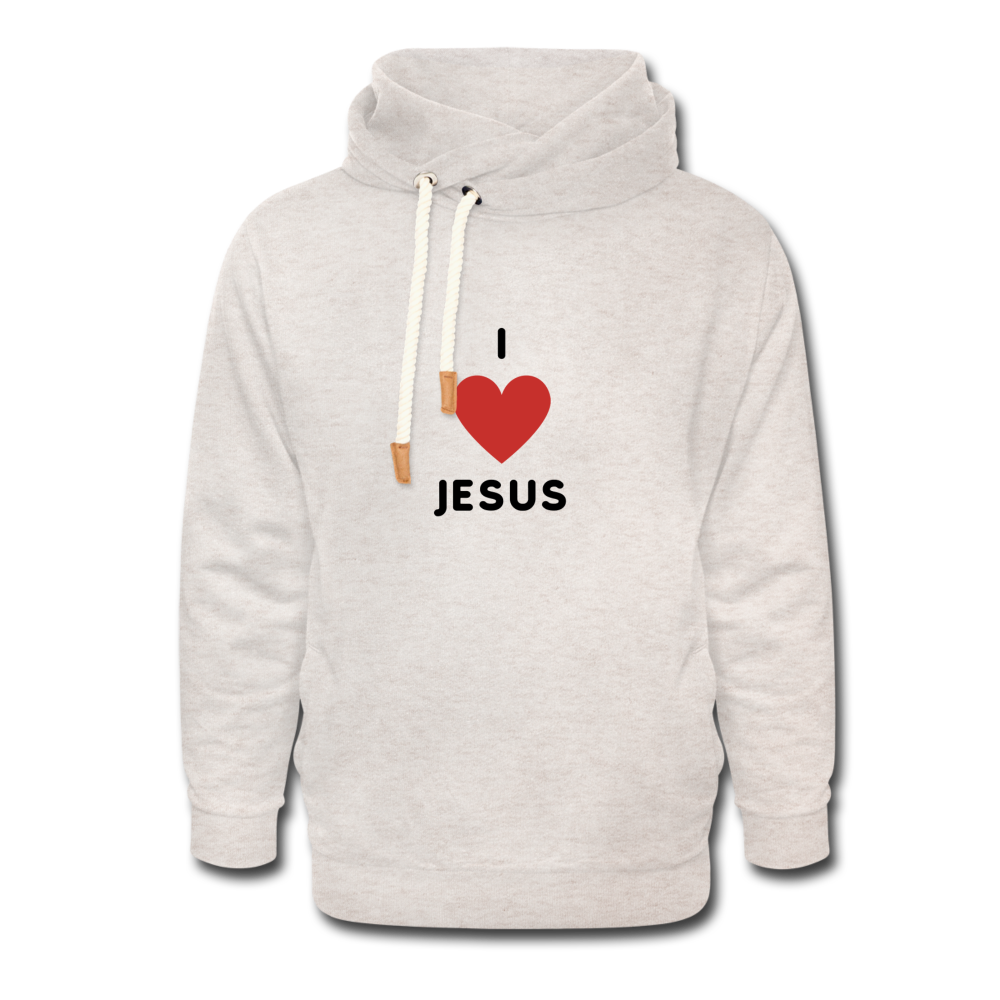 I π Jesus Shawl Collar Hoodie - heather oatmeal