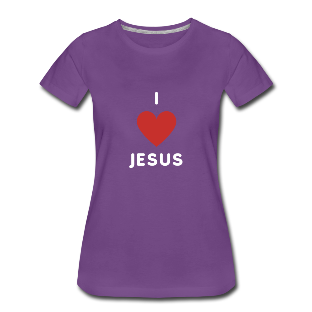 I π Jesus Womenβs Premium T-Shirt - purple