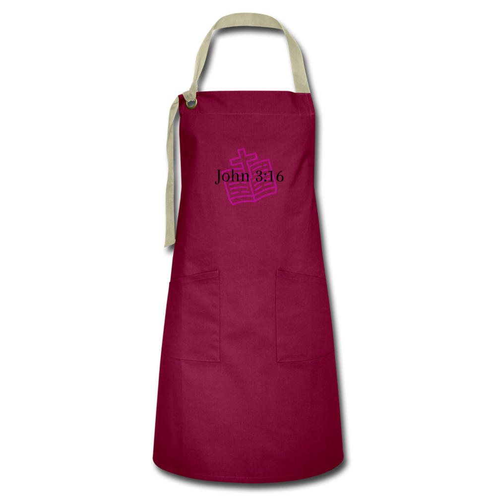 John 3:16 Artisan Apron - burgundy/khaki