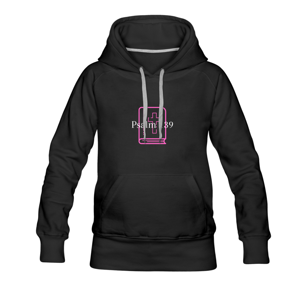 Psalm 139 (Pink & White) Women’s Premium Hoodie - black