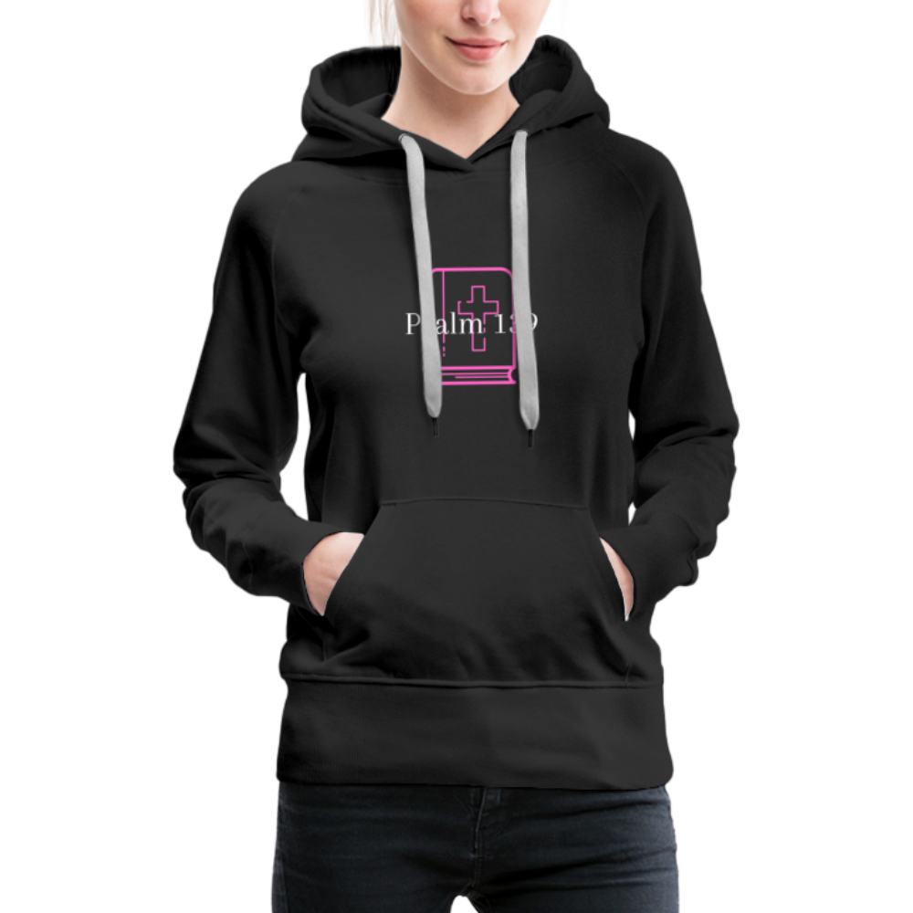 Psalm 139 (Pink & White) Women’s Premium Hoodie - black