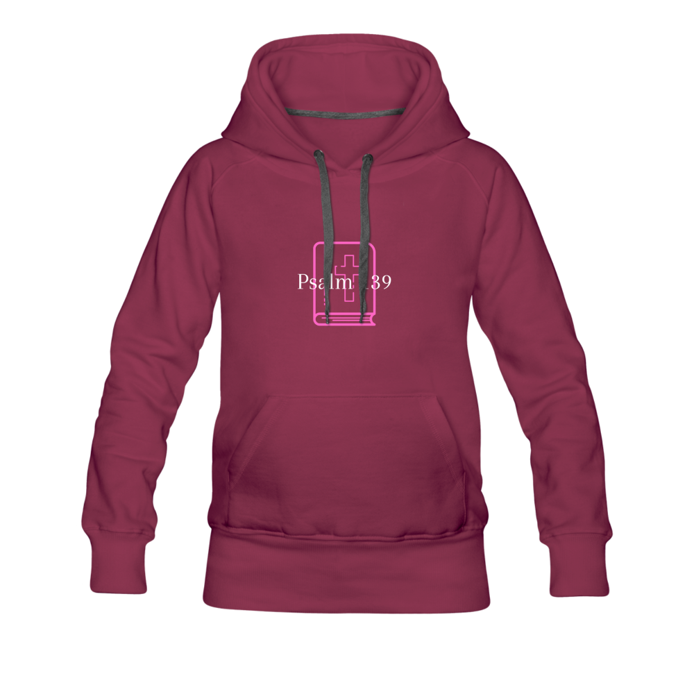 Psalm 139 (Pink & White) Women’s Premium Hoodie - burgundy