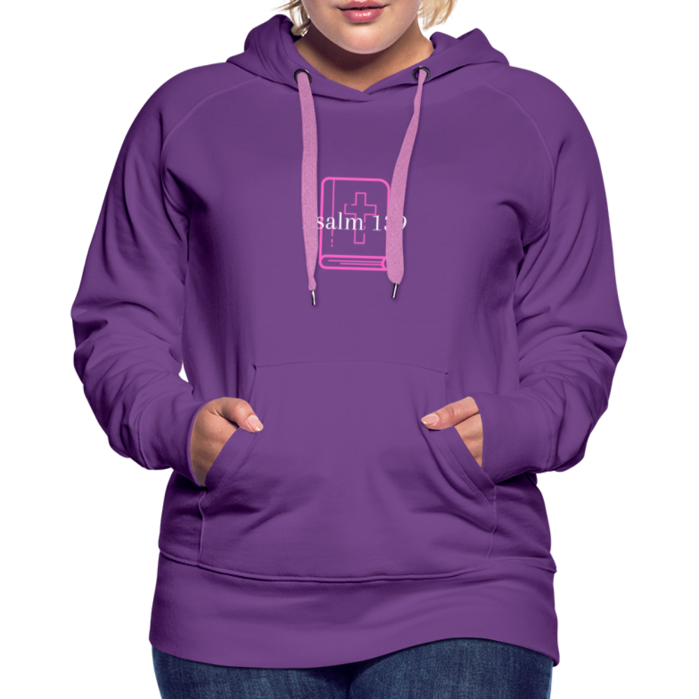 Psalm 139 (Pink & White) Women’s Premium Hoodie - purple