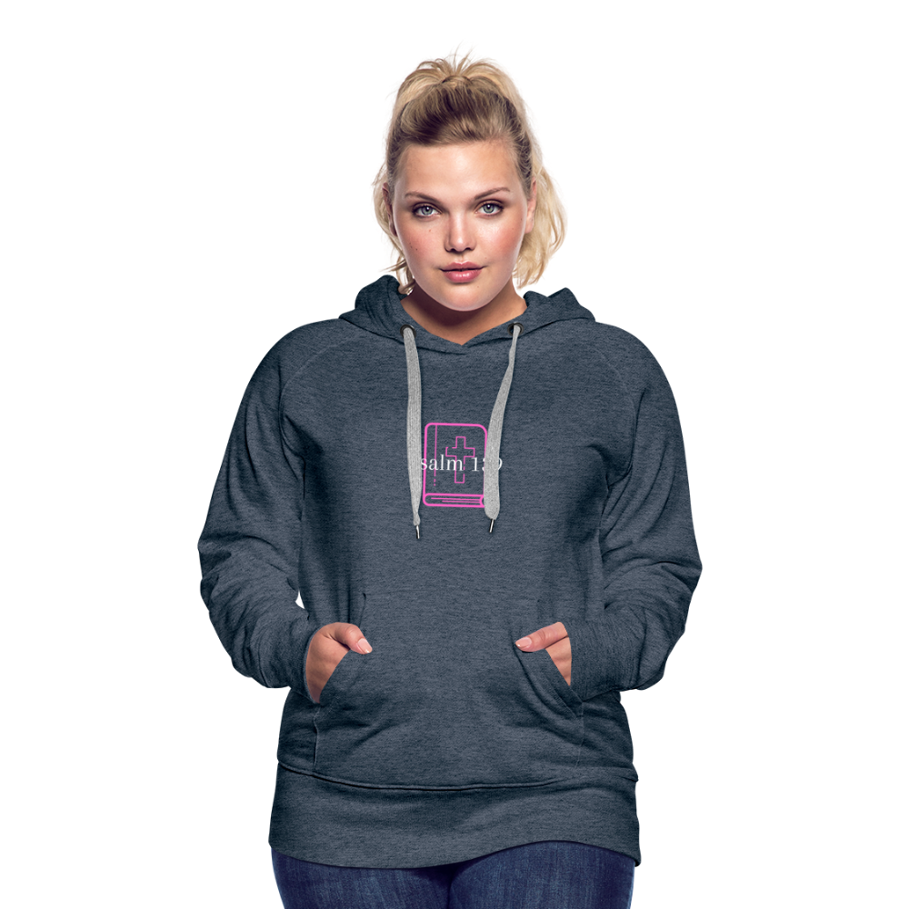 Psalm 139 (Pink & White) Women’s Premium Hoodie - heather denim