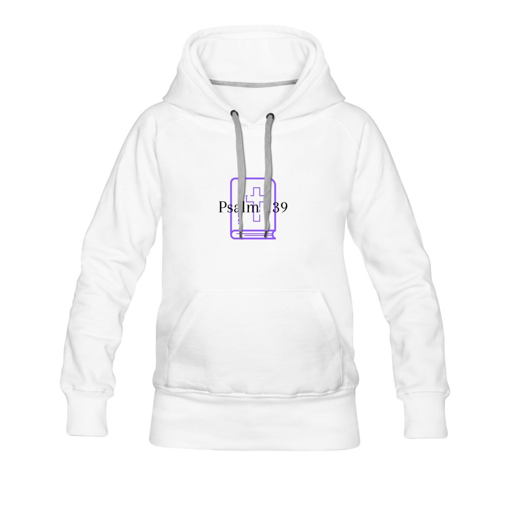 Psalm 139 (Purple) Women’s Premium Hoodie - white