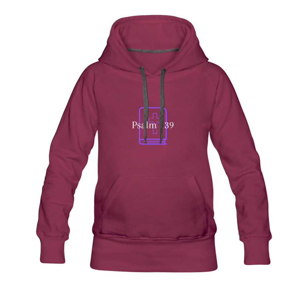 Psalm 139 (Purple) Women’s Premium Hoodie - burgundy