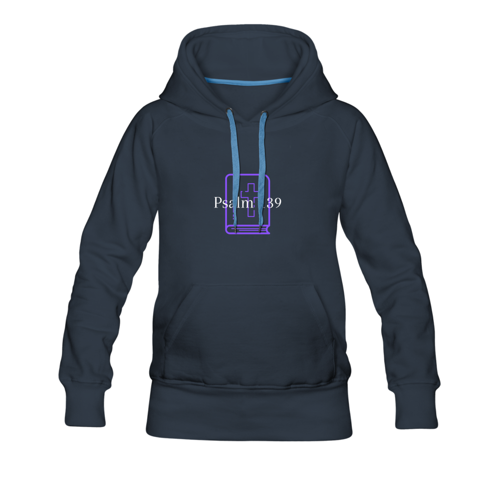 Psalm 139 (Purple) Women’s Premium Hoodie - navy