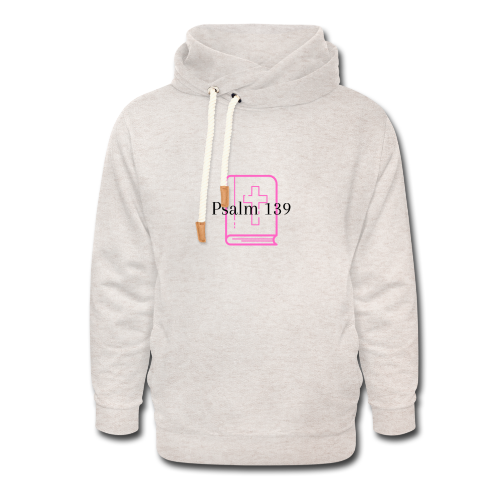 Psalm 139 (Pink) Shawl Collar Hoodie - heather oatmeal