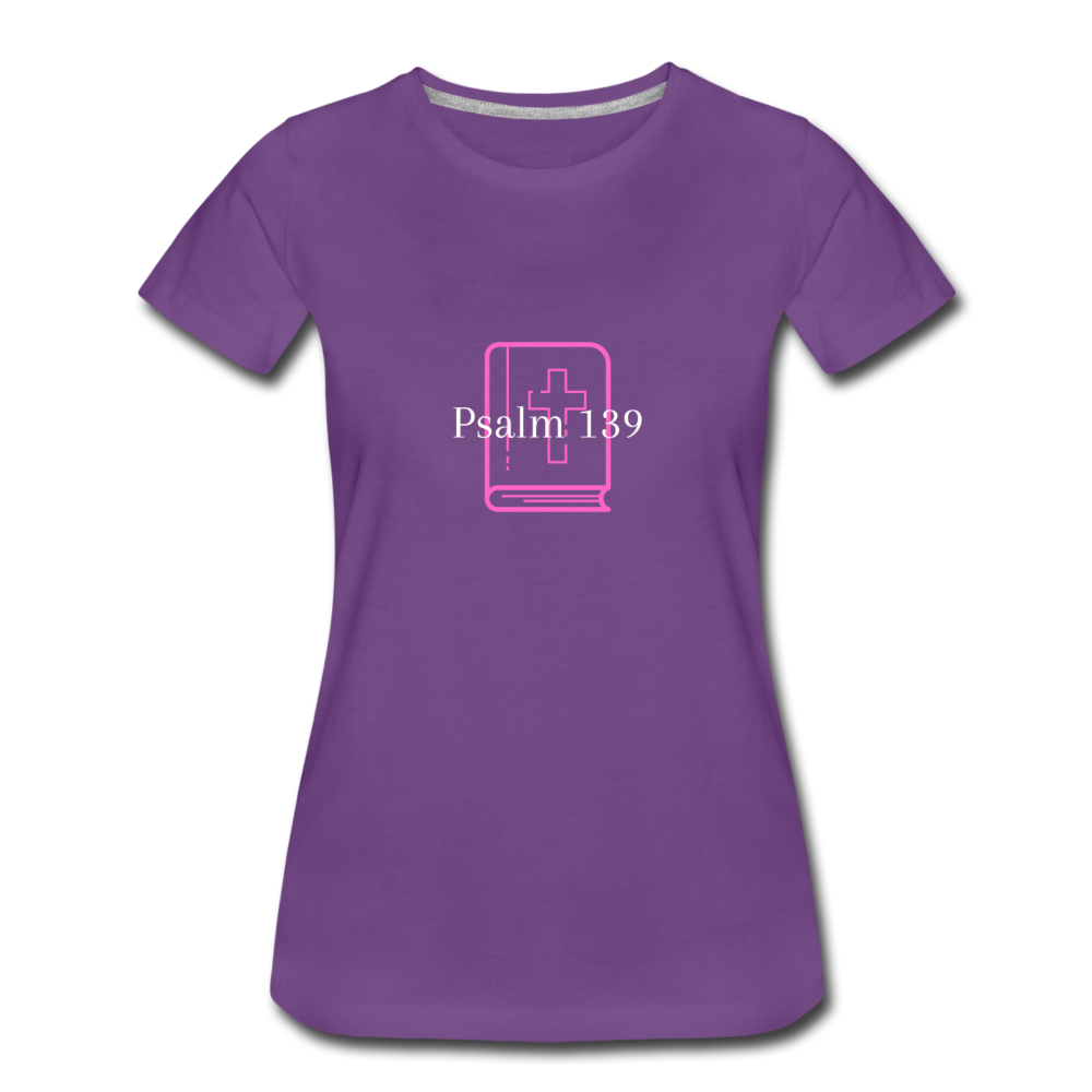 Psalm 139 (Pink & White) Women’s Premium T-Shirt - purple