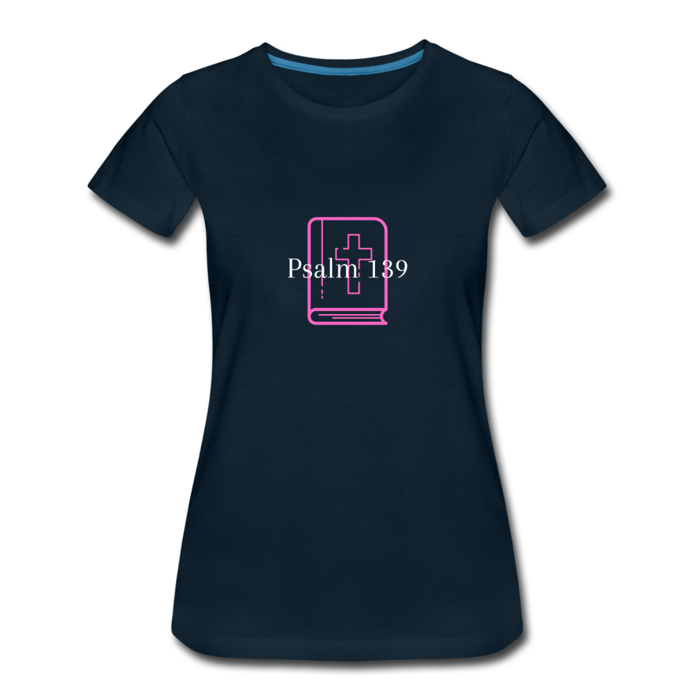 Psalm 139 (Pink & White) Women’s Premium T-Shirt - deep navy
