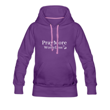 Load image into Gallery viewer, PrayMore WorryLess Women’s Premium Hoodie - purple