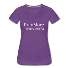 Load image into Gallery viewer, PrayMore WorryLess Women’s Premium T-Shirt - purple