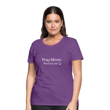 Load image into Gallery viewer, PrayMore WorryLess Women’s Premium T-Shirt - purple