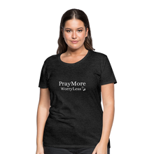 Load image into Gallery viewer, PrayMore WorryLess Women’s Premium T-Shirt - charcoal gray