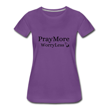 Load image into Gallery viewer, PrayMore WorryLess Women’s Premium T-Shirt - purple