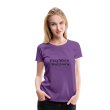 Load image into Gallery viewer, PrayMore WorryLess Women’s Premium T-Shirt - purple