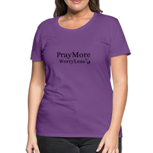 Load image into Gallery viewer, PrayMore WorryLess Women’s Premium T-Shirt - purple