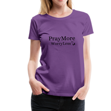 Load image into Gallery viewer, PrayMore WorryLess Women’s Premium T-Shirt - purple