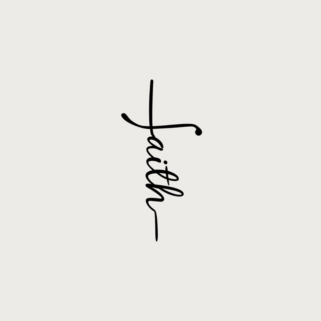 Faith wording in a vertical cross design