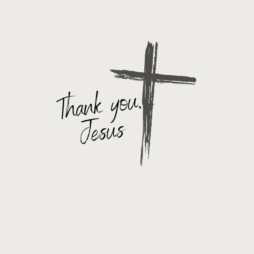 Thank you Jesus with a cross