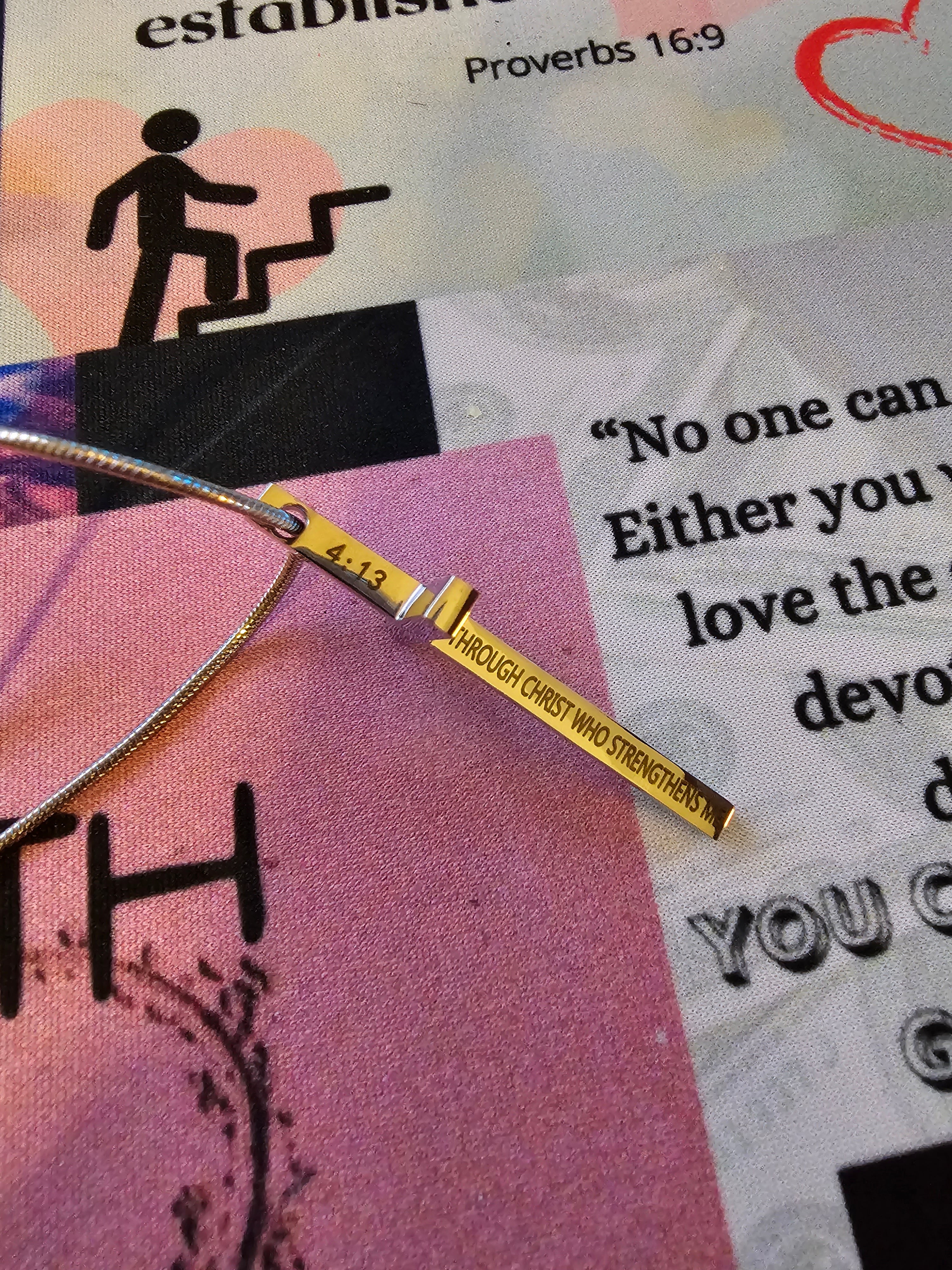 Philippians 4:13 Cross Necklace