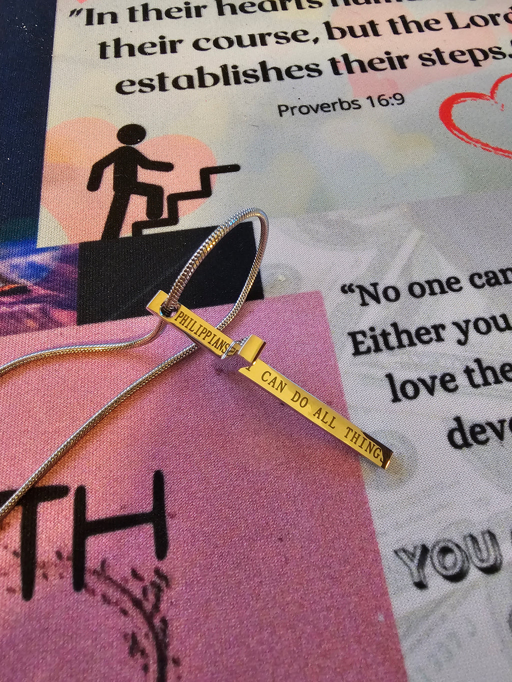 Philippians 4:13 Cross Necklace