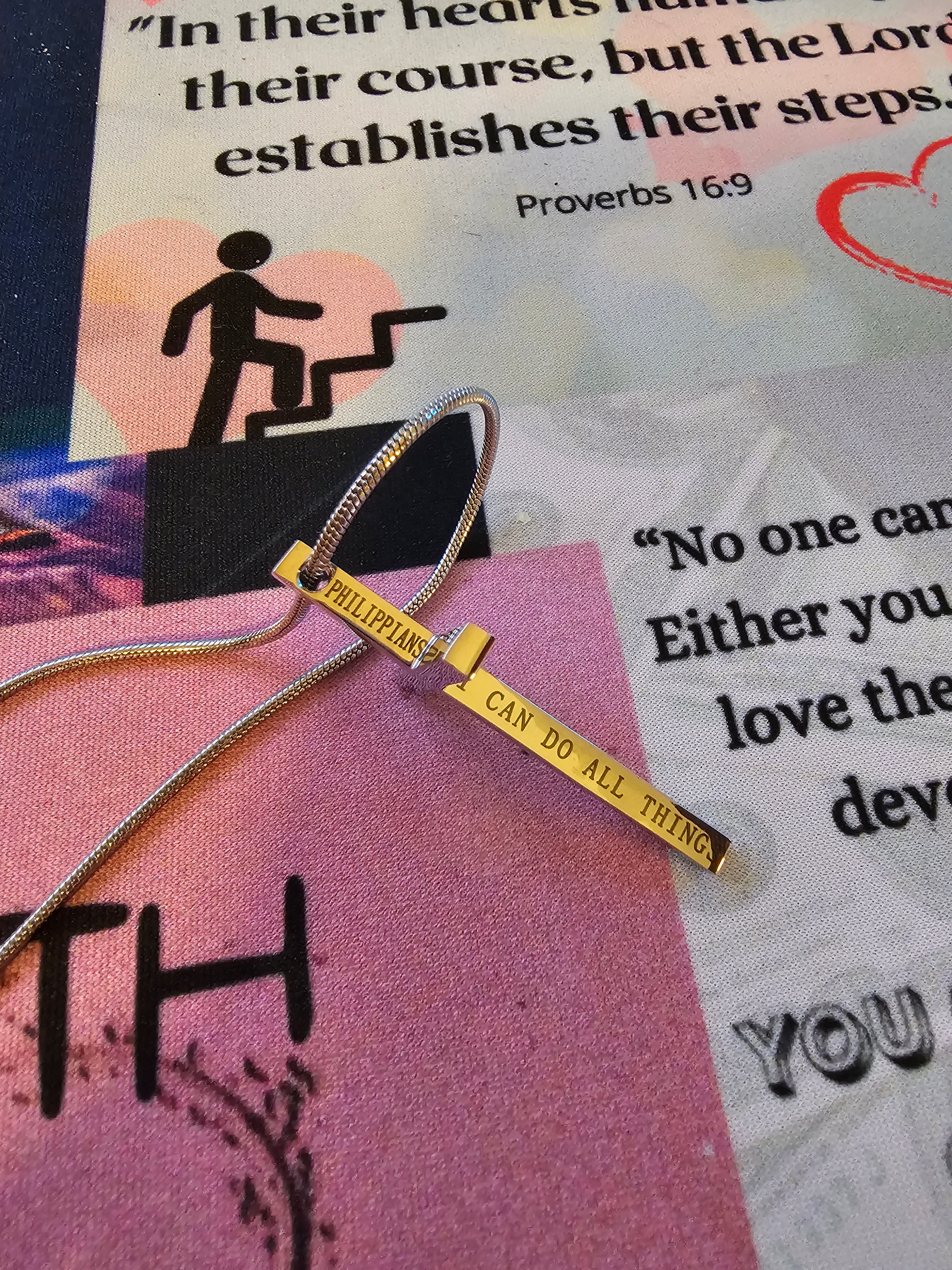 Philippians 4:13 Cross Necklace