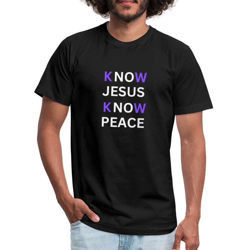 Know Jesus - Unisex Jersey T-Shirt by Bella + Canvas - black
