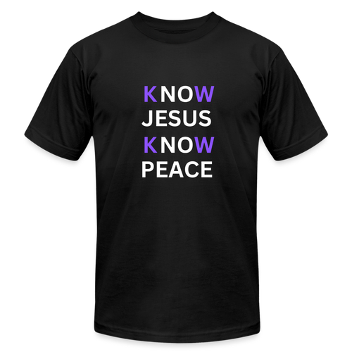 Know Jesus - Unisex Jersey T-Shirt by Bella + Canvas - black