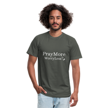 Load image into Gallery viewer, PrayMore WorryLess Unisex Jersey T-Shirt by Bella + Canvas - asphalt
