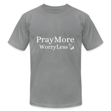 Load image into Gallery viewer, PrayMore WorryLess Unisex Jersey T-Shirt by Bella + Canvas - slate
