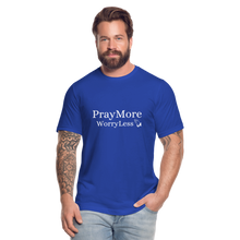 Load image into Gallery viewer, PrayMore WorryLess Unisex Jersey T-Shirt by Bella + Canvas - royal blue
