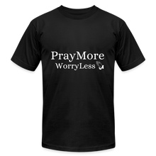 Load image into Gallery viewer, PrayMore WorryLess Unisex Jersey T-Shirt by Bella + Canvas - black
