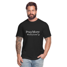 Load image into Gallery viewer, PrayMore WorryLess Unisex Jersey T-Shirt by Bella + Canvas - black
