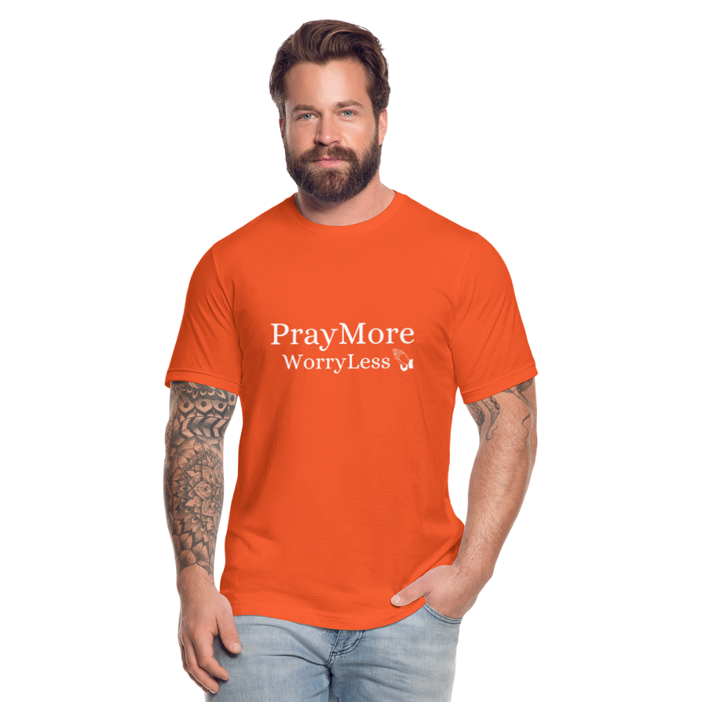 PrayMore WorryLess Unisex Jersey T-Shirt by Bella + Canvas - orange