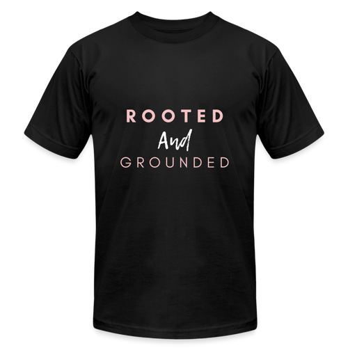 Rooted and Grounded Unisex Jersey T-Shirt by Bella + Canvas - black