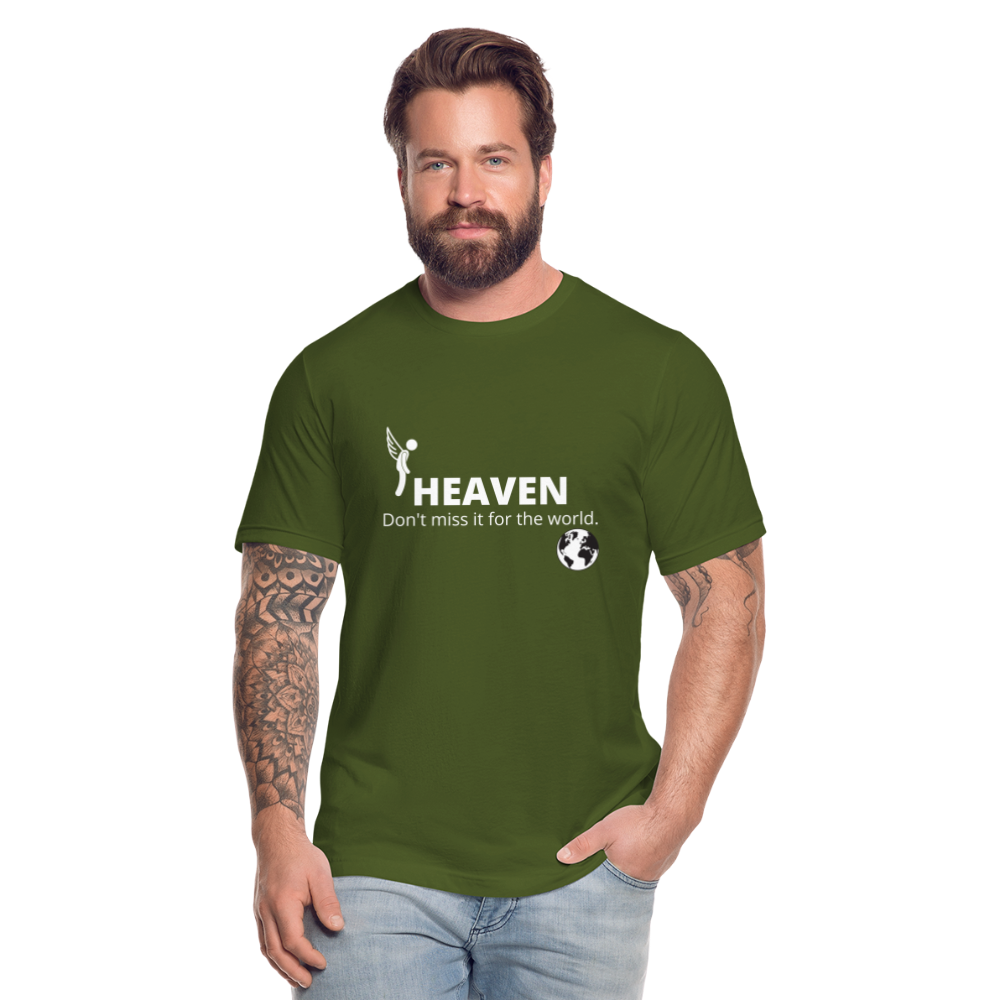Heaven, Don't Miss It... Unisex Jersey T-Shirt by Bella + Canvas - olive