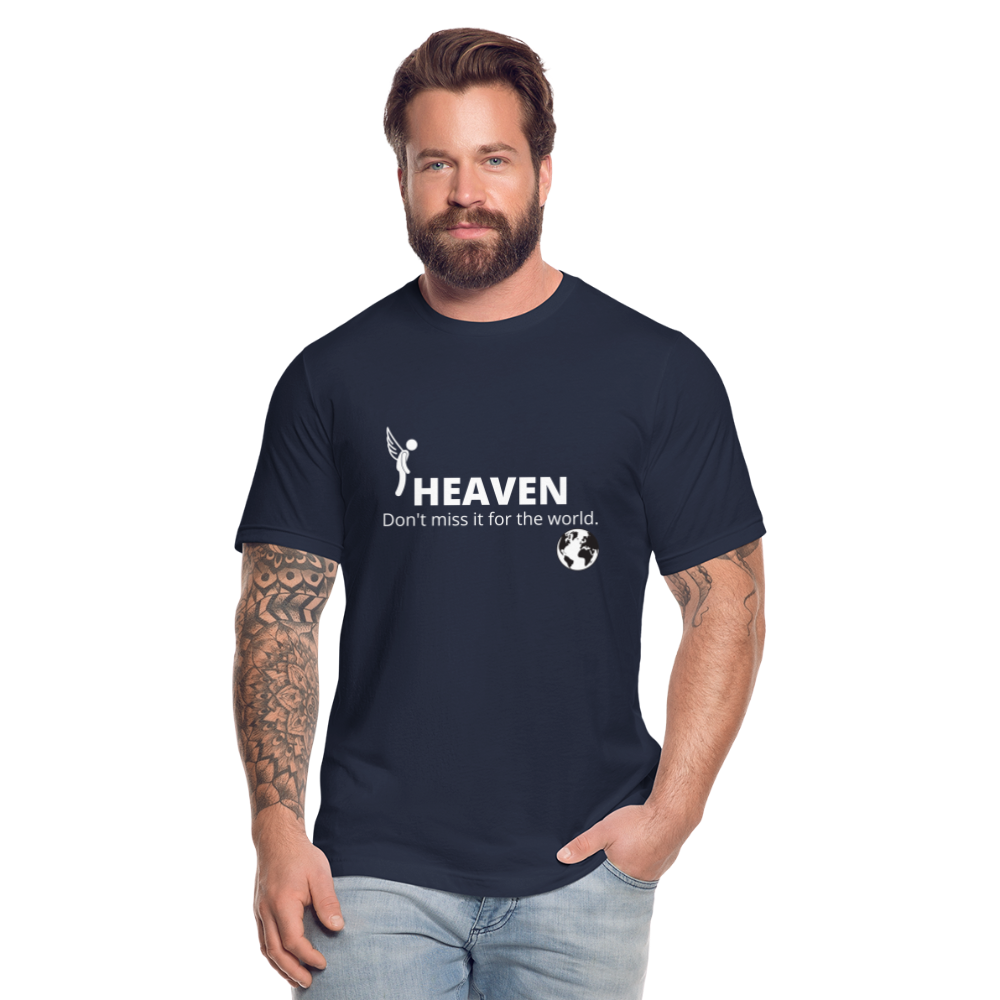 Heaven, Don't Miss It... Unisex Jersey T-Shirt by Bella + Canvas - navy