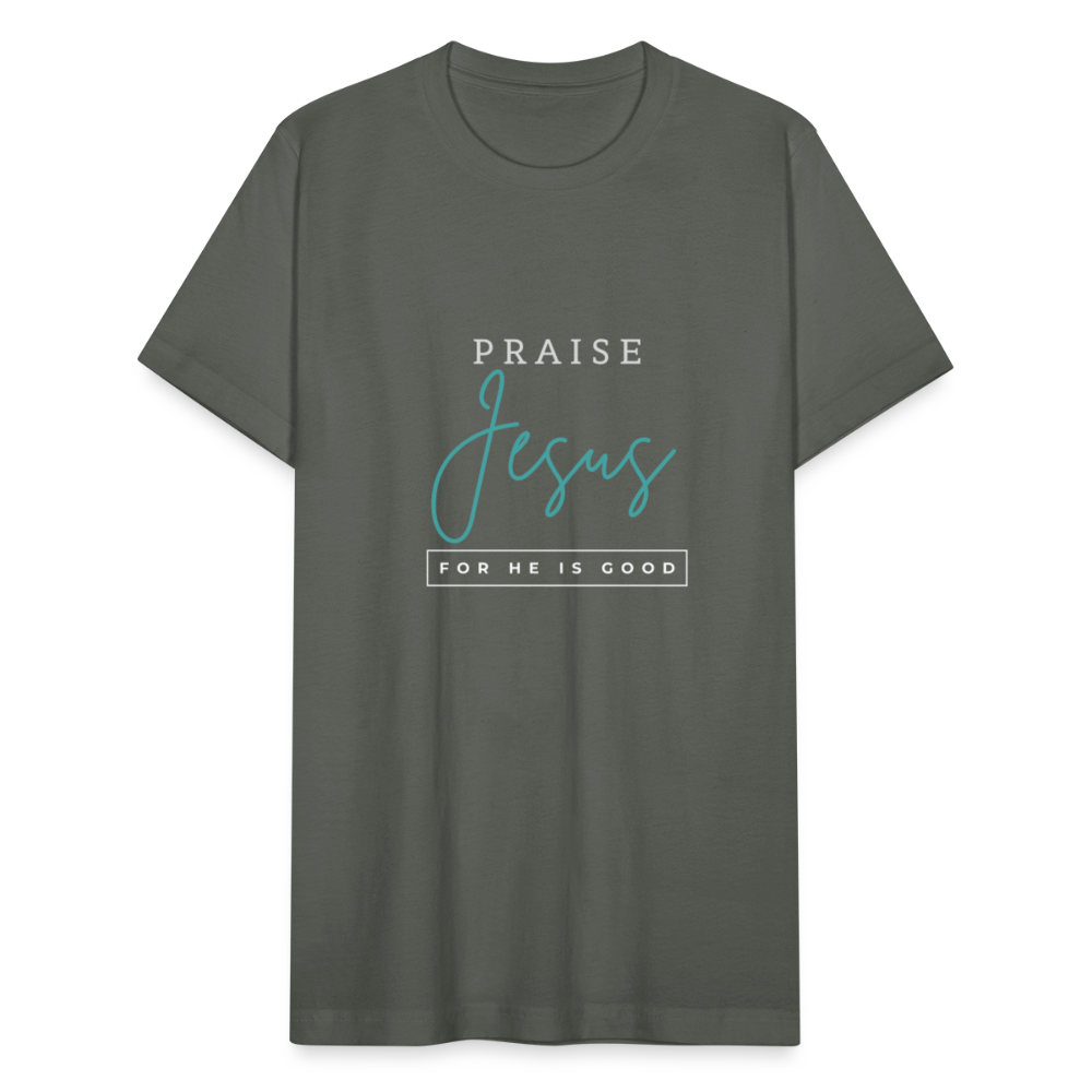 Praise Jesus (For He is Good) Unisex Jersey T-Shirt by Bella + Canvas - asphalt