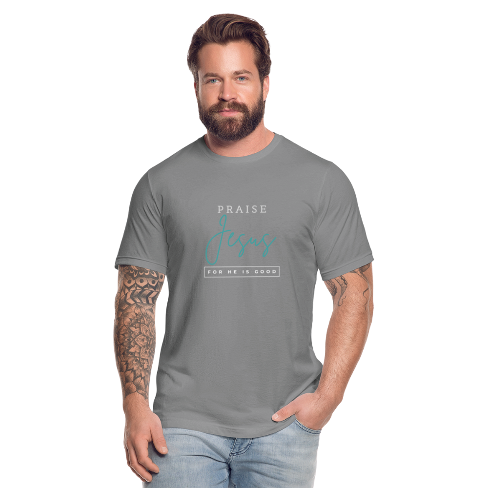 Praise Jesus (For He is Good) Unisex Jersey T-Shirt by Bella + Canvas - slate