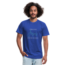 Load image into Gallery viewer, Praise Jesus (For He is Good) Unisex Jersey T-Shirt by Bella + Canvas - royal blue
