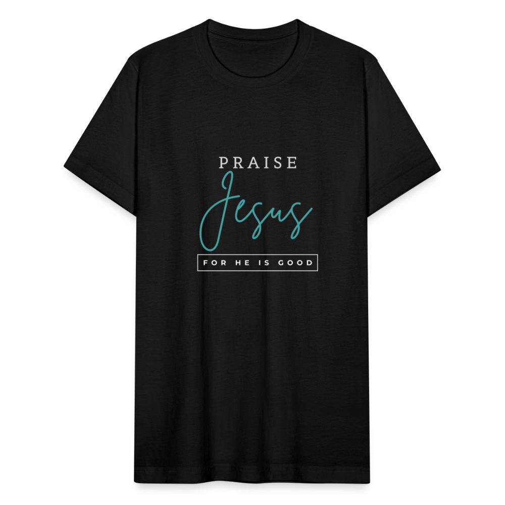 Praise Jesus (For He is Good) Unisex Jersey T-Shirt by Bella + Canvas - black