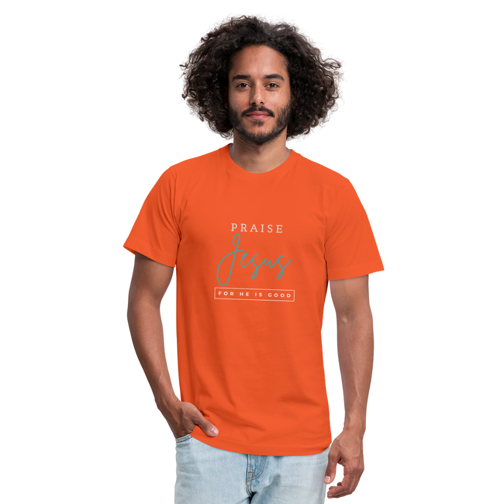 Praise Jesus (For He is Good) Unisex Jersey T-Shirt by Bella + Canvas - orange
