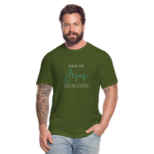 Load image into Gallery viewer, Praise Jesus (For He is Good) Unisex Jersey T-Shirt by Bella + Canvas - olive
