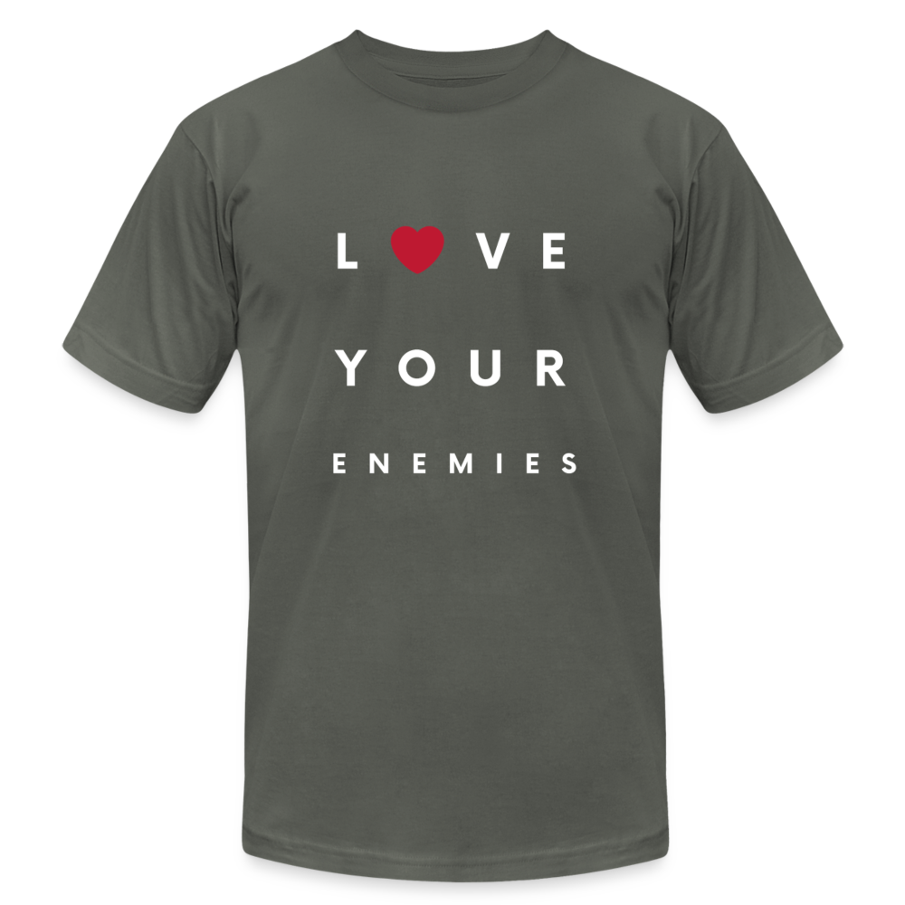 Love Your Enemies Unisex Jersey T-Shirt by Bella + Canvas - asphalt